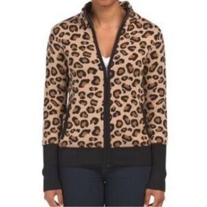Rachel Zoe | Leopard Print Front Zip Cardigan Sweater